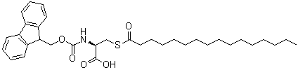 N-[(9H-Fluoren-9-ylmethoxy)carbonyl]-L-cysteine hexadecanoate (ester) molecular structure (CAS 824955-27-3)