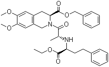 (S)-2-[(S)-2-((S)-1-Ethoxycarbonyl-3-phenylpropylamino)propionyl]-6,7-dimethoxy-1,2,3,4-tetrahydroisoquinoline-3-carboxylic acid benzyl ester molecular structure (CAS 82637-57-8)