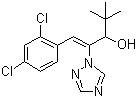结构式 CAS# 83657-24-3, 烯唑醇; (E)-1-(2,4-二氯苯基)-4,4-二甲基-2-(1,2,4-三唑-1-基)-1-戊烯-3-醇
