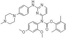 structure of CAS# 837422-57-8, 2,6-Dimethylphenyl N-[2,4-bis(methyloxy)phenyl][2-[[4-(4-methyl-1-piperazinyl)phenyl]amino]-4-pyrimidinyl]carbamate