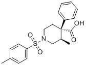 trans-(-)-3-Methyl-4-phenyl-1-(p-tolylsulphonyl)piperidine-4-carboxylic acid molecular structure (CAS 83863-68-7)