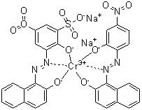[2-羟基-3-[(2-羟基-1-萘基)偶氮]-5-硝基苯磺酸][1-[(2-羟基-4-硝基苯基)偶氮]-2-萘酚]铬酸二钠盐分子结构 (CAS 84145-95-9)