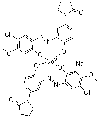 Sodium bis[1-[3-[(5-chloro-2-hydroxy-4-methoxyphenyl)azo]-4-hydroxyphenyl]-2-pyrrolidinonato]cobaltate molecular structure (CAS 84812-62-4)