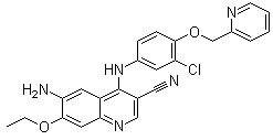 structure of CAS# 848139-78-6, 4-[4-[(2-Pyridyl)methoxy]-3-chloroanilino]-6-amino-3-cyano-7-ethoxyquinoline;6-Amino-4-[3-chloro-4-[(2-pyridinyl)methoxy]anilino]-3-cyano-7-ethoxyquinoline