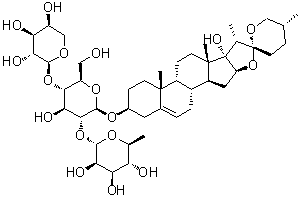 (3beta,25R)-17-Hydroxyspirost-5-en-3-yl O-alpha-L-arabinopyranosyl-(1→4)-O-[6-deoxy-alpha-L-mannopyranosyl-(1→2)]-beta-D-glucopyranoside molecular structure (CAS 84914-58-9)