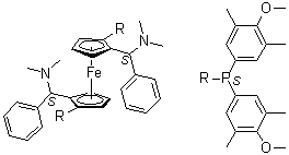 结构式 CAS# 849925-12-8, (1S,1'S)-1,1'-二[二(4-甲氧基-3,5-二甲基苯基)膦基]-2,2'-二[(S)-(二甲基氨基)苯基甲基]二茂铁