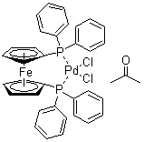 二氯(1,1-双(二苯基膦)二茂铁)钯(II)丙酮加合物分子结构 (CAS 851232-71-8)