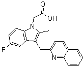 structure of CAS# 851723-84-7, [5-Fluoro-2-methyl-3-(quinolin-2-ylmethyl)indol-1-yl]acetic acid;5-Fluoro-2-methyl-3-(2-quinolinylmethyl)-1H-indole-1-acetic acid