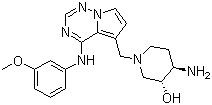 structure of CAS# 859853-30-8, BMS 690514;(3R,4R)-4-Amino-1-[[4-[(3-methoxyphenyl)amino]pyrrolo[2,1-f][1,2,4]triazin-5-yl]methyl]piperidin-3-ol