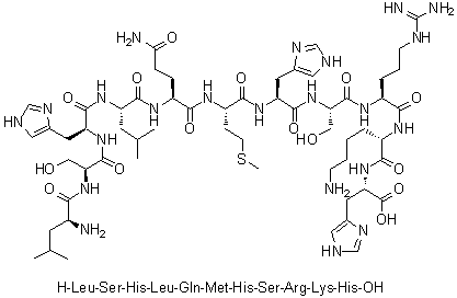 L-Leucyl-L-seryl-L-histidyl-L-leucyl-L-glutaminyl-L-methionyl-L-histidyl-L-seryl-L-arginyl-L-lysyl-L-histidine molecular structure (CAS 866620-08-8)