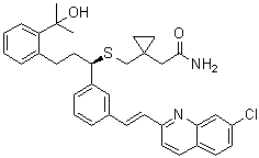 1-[[[(1R)-1-[3-[(1E)-2-(7-Chloro-2-quinolinyl)ethenyl]phenyl]-3-[2-(1-hydroxy-1-methylethyl)phenyl]propyl]thio]methyl]cyclopropaneacetamide molecular structure (CAS 866923-63-9)