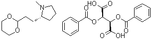 结构式 CAS# 868618-81-9, (2R,3R)-2,3-二(苯甲酰氧基)-丁二酸与(2R)-2-[2-(1,3-二恶烷-2-基)乙基]-1-甲基吡咯烷的化合物