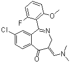 8-Chloro-4-[(dimethylamino)methylene]-1-(2-fluoro-6-methoxyphenyl)-3,4-dihydro-5H-2-benzazepin-5-one molecular structure (CAS 869367-33-9)