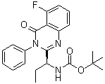 structure of CAS# 870281-85-9, [(1S)-1-(5-Fluoro-3,4-dihydro-4-oxo-3-phenyl-2-quinazolinyl)propyl]carbamic acid 1,1-dimethylethyl ester