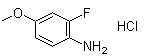 结构式 CAS# 874959-93-0, 2-氟-4-甲氧基苯胺盐酸盐