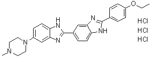 structure of CAS# 875756-97-1, 2'-(4-Ethoxyphenyl)-5-(4-methyl-1-piperazinyl)-2,5'-bi-1H-benzimidazole trihydrochloride;Hoechst 33342 trihydrochloride