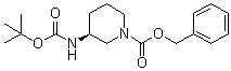 结构式 CAS# 876379-22-5, (3S)-3-[(叔丁氧羰基)氨基]哌啶-1-羧酸苄酯