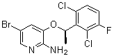 结构式 CAS# 877399-00-3, [5-溴-3-[(1R)-(2,6-二氯-3-氟苯基)乙氧基]吡啶-2-基]胺