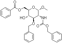 Methyl 2-deoxy-2-[[(phenylmethoxy)carbonyl]amino]-3-O-(phenylmethyl)-alpha-D-glucopyranoside 6-benzoate molecular structure (CAS 87907-36-6)