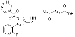 结构式 CAS# 881681-01-2, 5-(2-氟苯基)-N-甲基-1-(3-吡啶基磺酰基)-1H-吡咯-3-甲胺富马酸盐