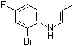 structure of CAS# 883001-24-9, 7-Bromo-5-fluoro-3-methyl-1H-indole;7-Bromo-5-fluoro-3-methylindole