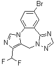 结构式 CAS# 883093-10-5, 3-溴-10-(二氟甲基)-9H-咪唑并[1,5-a][1,2,4]三唑并[1,5-d][1,4]苯并二氮杂卓