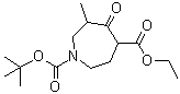 structure of CAS# 884487-29-0, Hexahydro-6-methyl-5-oxo-1H-azepine-1,4-dicarboxylic acid 1-(1,1-dimethylethyl) 4-ethyl ester