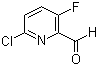 structure of CAS# 884494-77-3, 6-Chloro-3-fluoro-2-pyridinecarboxaldehyde