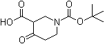 structure of CAS# 885274-97-5, 1-(tert-Butoxycarbonyl)-4-Oxopiperidine-3-carboxylic acid;4-Oxo-1,3-piperidinedicarboxylic acid 1-(1,1-dimethylethyl) ester