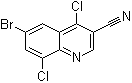 结构式 CAS# 886362-77-2, 6-溴-4,8-二氯-3-喹啉甲腈