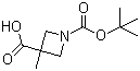 structure of CAS# 887591-62-0, 3-Methyl-1,3-azetidinedicarboxylic acid 1-(tert-butyl) ester