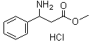 structure of CAS# 88831-43-0, 3-Amino-3-phenylpropionic acid methyl ester hydrochloride;Methyl 3-amino-3-phenylpropionate hydrochloride; beta-Aminohydrocinnamic acid methyl ester hydrochloride