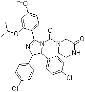 4-[[4,5-双(4-氯苯基)-4,5-二氢-2-[4-甲氧基-2-(1-甲基乙氧基)苯基]-1H-咪唑-1-基]羰基]-2-哌嗪酮分子结构 (CAS 890090-75-2)