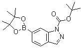 structure of CAS# 890839-29-9, 6-(4,4,5,5-Tetramethyl-1,3,2-dioxaborolan-2-yl)-1H-indazole-1-carboxylic acid 1,1-dimethylethyl ester