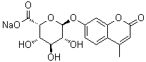 4-Methyl-2-oxo-2H-1-benzopyran-7-yl alpha-L-idopyranosiduronic acid monosodium salt molecular structure (CAS 89157-94-8)