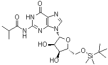 structure of CAS# 89494-39-3, 5'-O-[(1,1-Dimethylethyl)dimethylsilyl]-N-(2-methyl-1-oxopropyl)guanosine