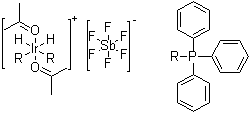 Dihydrobis(2-propanone)bis(triphenylphosphine)iridium (OC-6-11)-hexafluoroantimonate molecular structure (CAS 89509-77-3)