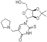 结构式 CAS# 89845-82-9, 2',3'-O-(1-甲基亚乙基)-5-(1-吡咯烷基甲基)-2-硫代尿苷