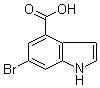structure of CAS# 898746-91-3, 6-Bromo-1H-indole-4-carboxylic acid