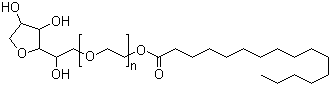 Polyoxyethylene sorbitan monopalmitate molecular structure (CAS 9005-66-7)