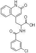 structure of CAS# 90098-05-8, alpha-[(3-Chlorobenzoyl)amino]-1,2-dihydro-2-oxo-4-quinolinepropanoic acid