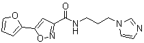 结构式 CAS# 909089-13-0, 5-(2-呋喃基)-N-[3-(1H-咪唑-1-基)丙基]-3-异恶唑甲酰胺