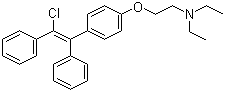 结构式 CAS# 911-45-5, 氯米芬; N,N-二乙基-2-[4-(1,2-二苯基-2-氯乙烯基)苯氧基]乙胺