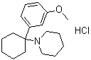 structure of CAS# 91164-58-8, 1-[1-(3-Methoxyphenyl)cyclohexyl]piperidine hydrochloride