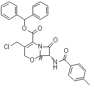 (6R,7R)-3-(Chloromethyl)-7-[(4-methylbenzoyl)amino]-8-oxo-5-oxa-1-azabicyclo[4.2.0]oct-2-ene-2-carboxylic acid diphenylmethyl ester molecular structure (CAS 91177-27-4)