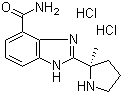结构式 CAS# 912445-05-7, ABT-888; 2-[(2R)-2-甲基-2-吡咯烷基]-1H-苯并咪唑-4-甲酰胺二盐酸盐