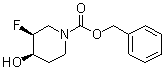 structure of CAS# 913574-95-5, cis-3-Fluoro-4-hydroxypiperidine-1-carboxylic acid benzyl ester