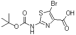 结构式 CAS# 914347-09-4, 5-溴-2-[[叔丁氧羰基]氨基]-4-噻唑羧酸