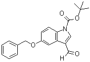 structure of CAS# 914348-98-4, 3-Formyl-5-(phenylmethoxy)-1H-indole-1-carboxylic acid 1,1-dimethylethyl ester