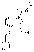 structure of CAS# 914349-09-0, 3-(Hydroxymethyl)-4-(phenylmethoxy)-1H-indole-1-carboxylic acid 1,1-dimethylethyl ester